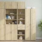 Bredere opbergoplossing met bewerkt hout in grijs sonoma eiken - Sonoma eiken / 1 - Dressoirs & buffetkasten