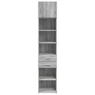 Bredere opbergoplossing met bewerkt hout in grijs sonoma eiken - Dressoirs & buffetkasten