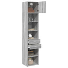Bredere opbergoplossing met bewerkt hout in grijs sonoma eiken - Dressoirs & buffetkasten