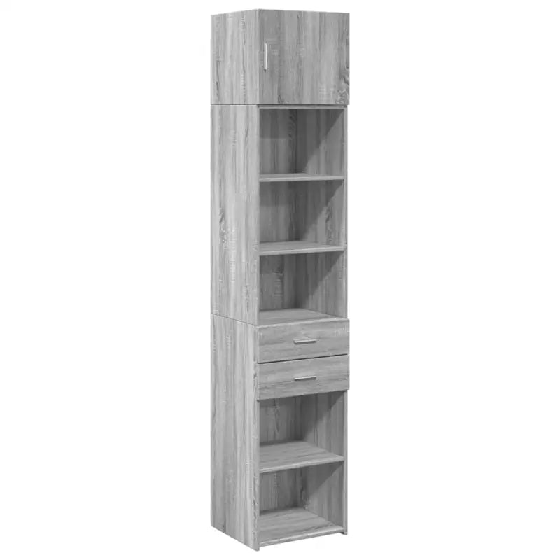 Bredere opbergoplossing met bewerkt hout in grijs sonoma eiken - Dressoirs & buffetkasten