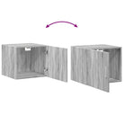 Bredere opbergoplossing met bewerkt hout in grijs sonoma eiken - Dressoirs & buffetkasten