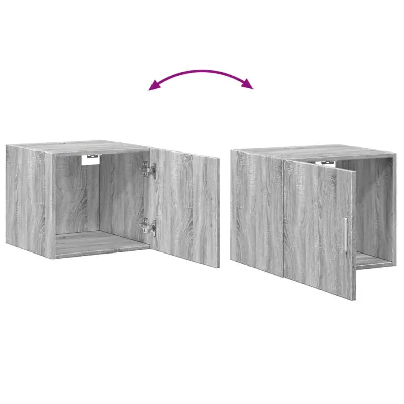 Bredere opbergoplossing met bewerkt hout in grijs sonoma eiken - Dressoirs & buffetkasten