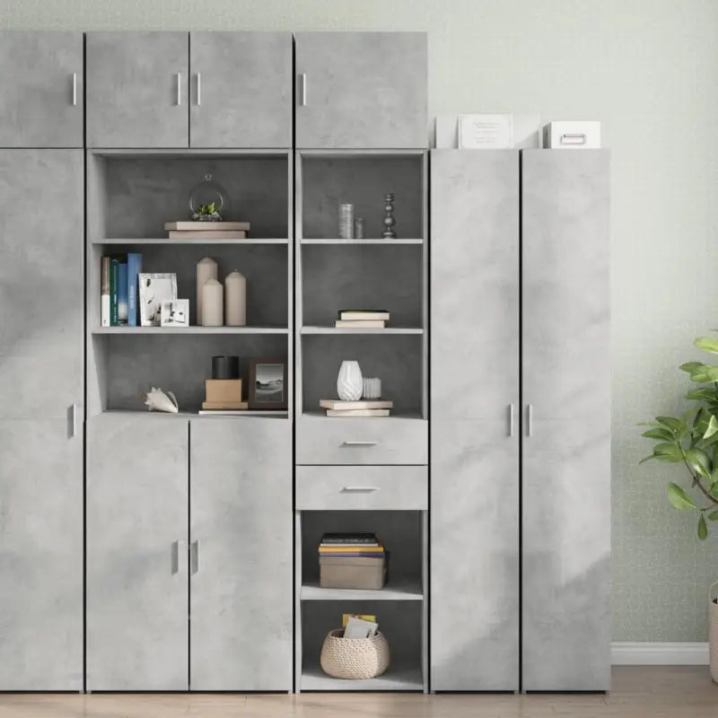 Bredere opbergoplossing met bewerkt hout in grijs sonoma eiken - Betongrijs / 1 - Dressoirs & buffetkasten