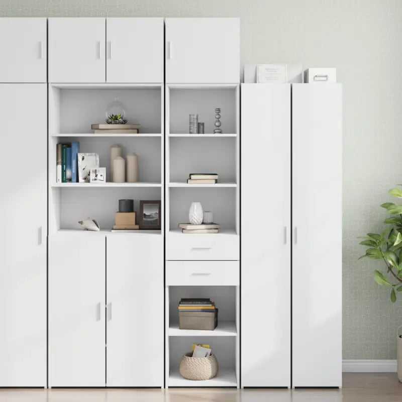 Bredere opbergoplossing met bewerkt hout in grijs sonoma eiken - Wit / 1 - Dressoirs & buffetkasten