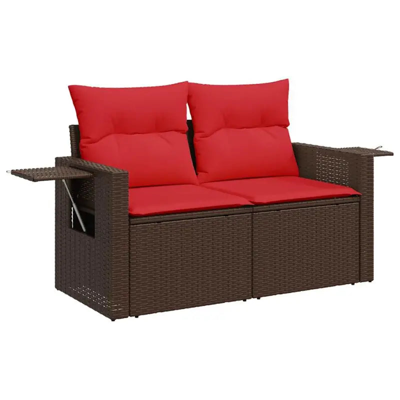 Bruin loungeset van gepoedercoat staal met waterdichte tas voor buitengebruik - Bruin / met opbergruimte - Tuinsets