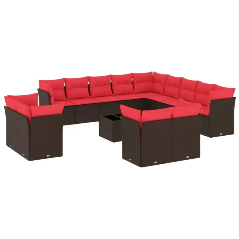 Bruin materiaal loungeset met poly rattan en gepoedercoat staal afmetingen - Tuinsets