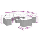 Bruin materiaal loungeset met poly rattan en gepoedercoat staal afmetingen - Tuinsets