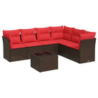 Bruin materiaal tuinbank van gepoedercoat staal en poly rattan - Tuinsets