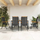 Bruin materiaal tuinset met gepoedercoat aluminium voor terras en tuin - Zwart en bruin / 150 cm tafellengte - Tuinsets