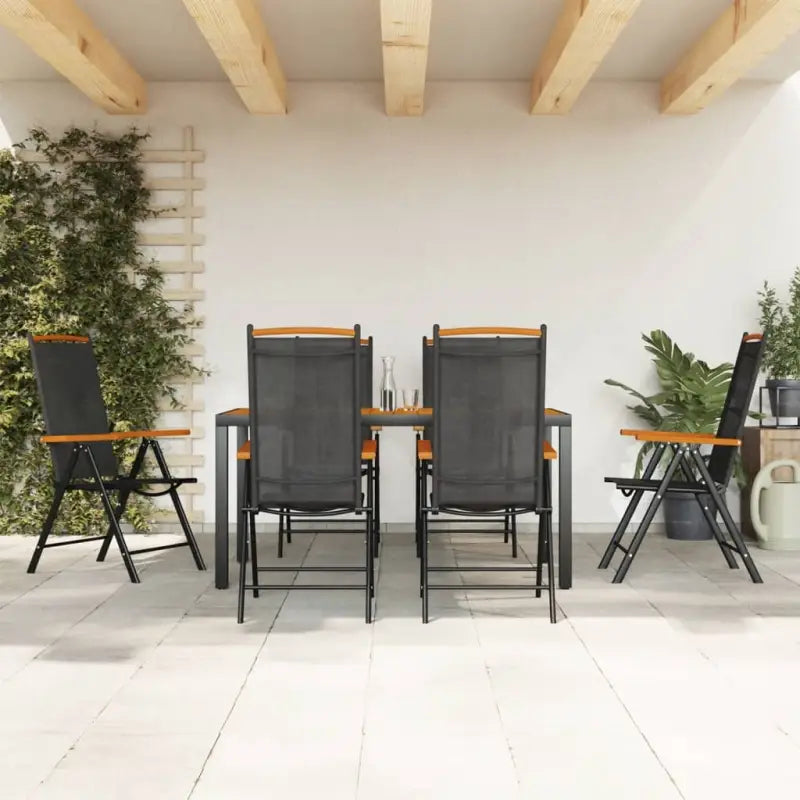 Bruin materiaal tuinset met gepoedercoat aluminium voor terras en tuin - Zwart en bruin / 150 cm tafellengte - Tuinsets