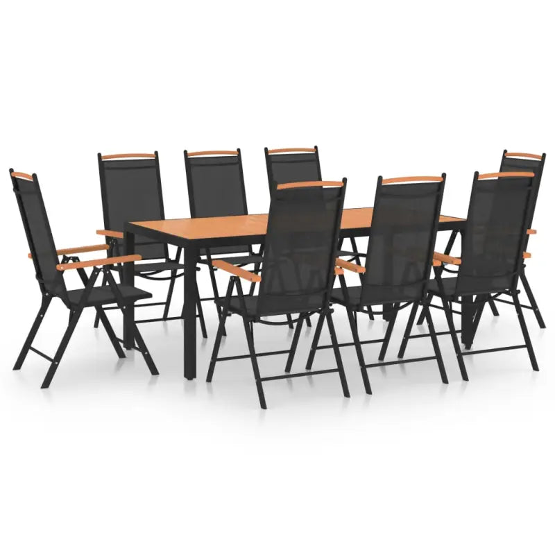 Bruin materiaal tuinset met gepoedercoat aluminium voor terras en tuin - Zwart en bruin / 185 cm tafellengte - Tuinsets