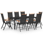 Bruin materiaal tuinset met gepoedercoat aluminium voor terras en tuin - Zwart / 185 cm tafellengte - Tuinsets