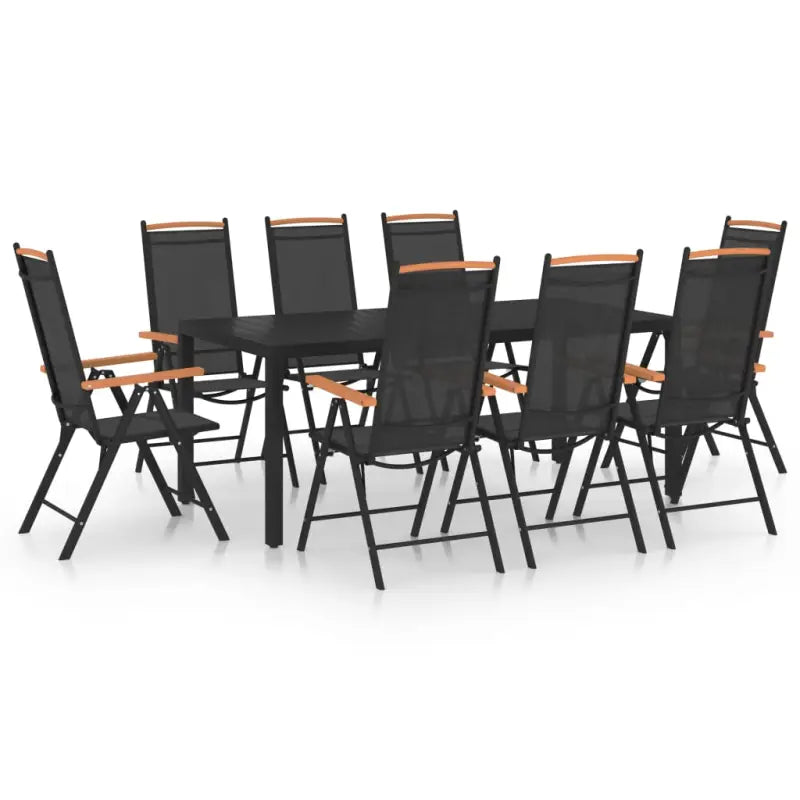 Bruin materiaal tuinset met gepoedercoat aluminium voor terras en tuin - Zwart / 185 cm tafellengte - Tuinsets