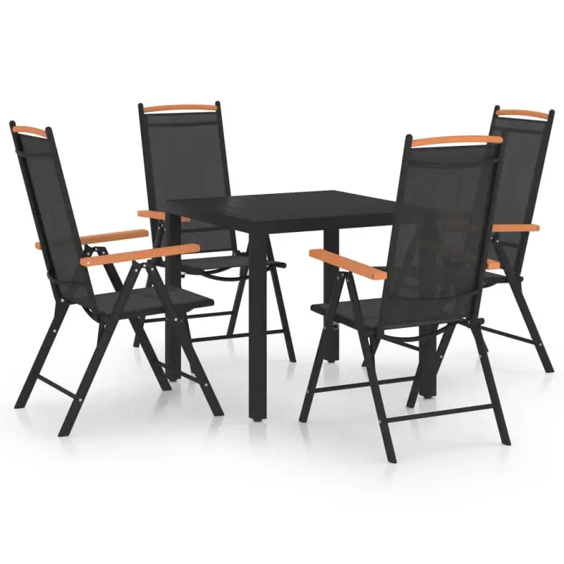 Bruin materiaal tuinset met gepoedercoat aluminium voor terras en tuin - Zwart / 80 cm tafellengte - Tuinsets