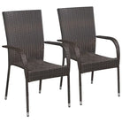 Bruin materiaal tuinset met gepoedercoat staal en weerbestendig PE-rattan - Bruin - Tuinsets