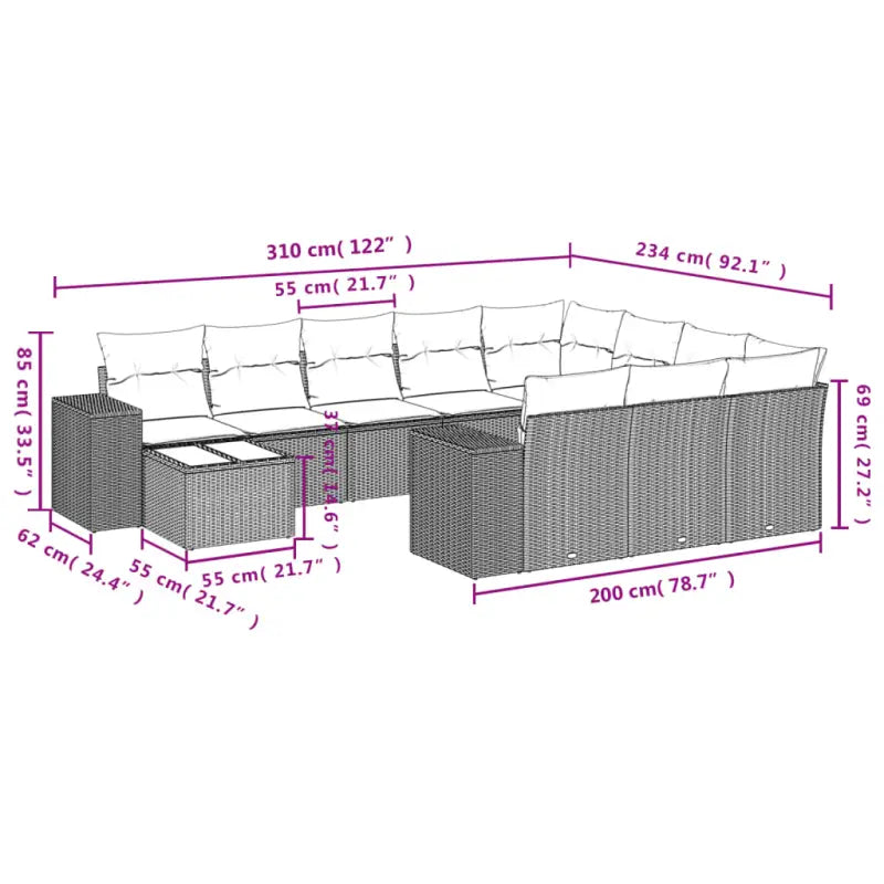 Bruin materialen loungeset met gepoedercoat staal voor tuin of terras - Tuinsets
