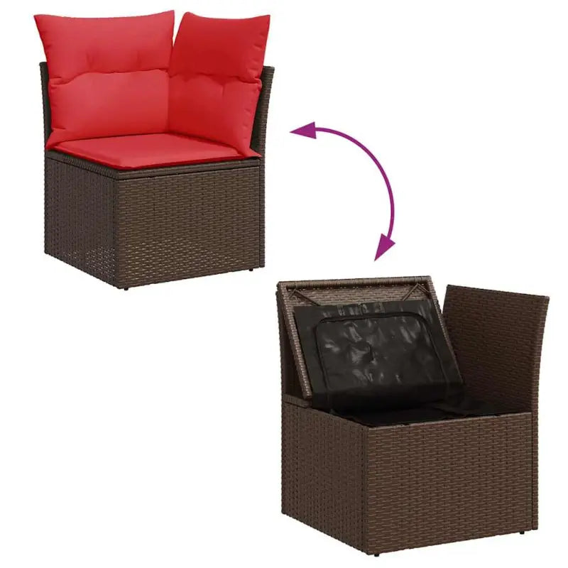 Bruine loungeset met gepoedercoat staal en waterdichte tas voor buiten - Bruin / met opbergruimte - Tuinsets