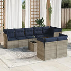 Bruine loungeset met gepoedercoat staal en waterdichte tas voor buiten - Grijs en blauw / Met tafel - Tuinsets