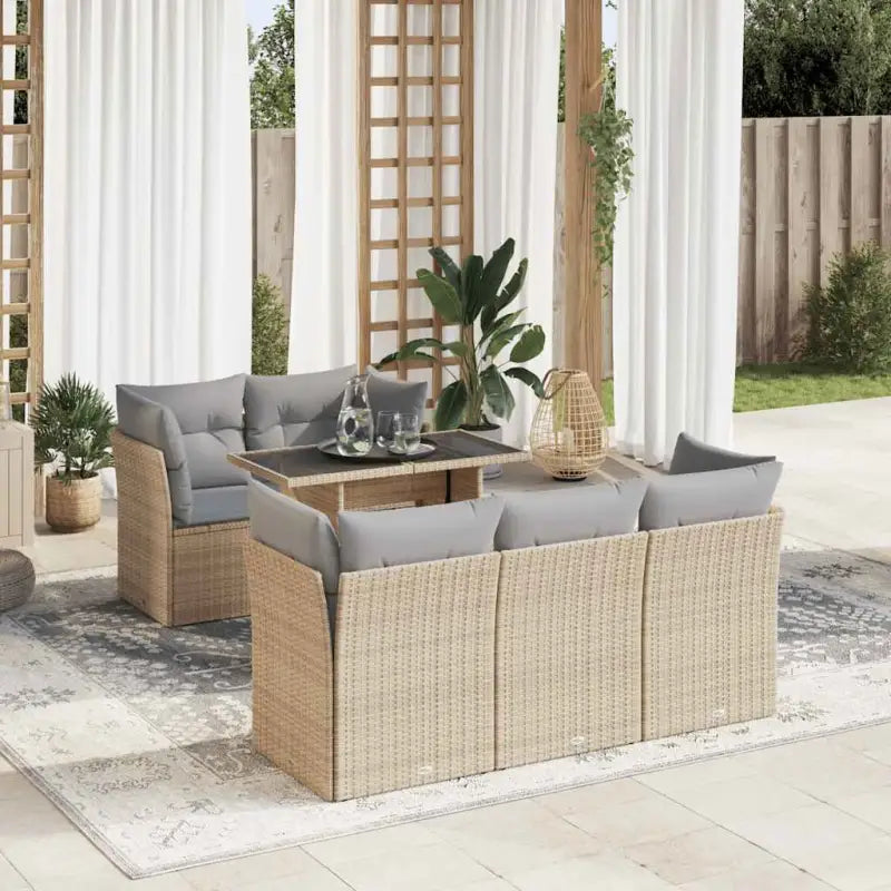 Bruine loungeset met gepoedercoat staal en waterdichte tas voor buiten - Beige en grijs / met opbergruimte - Tuinsets