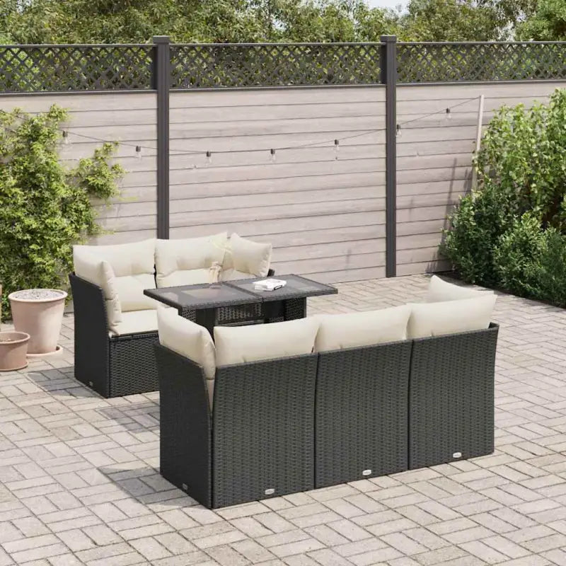 Bruine loungeset met gepoedercoat staal en waterdichte tas voor buiten - Zwart en crème / met opbergruimte - Tuinsets
