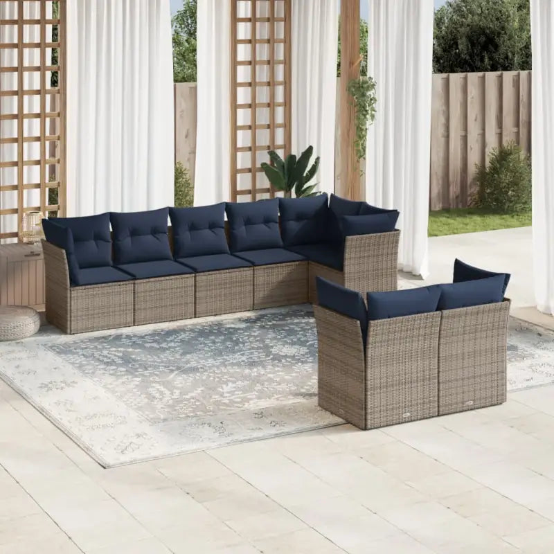 Bruine loungeset met gepoedercoat staal en waterdichte tas voor buiten - Grijs en blauw / Zonder tafel - Tuinsets