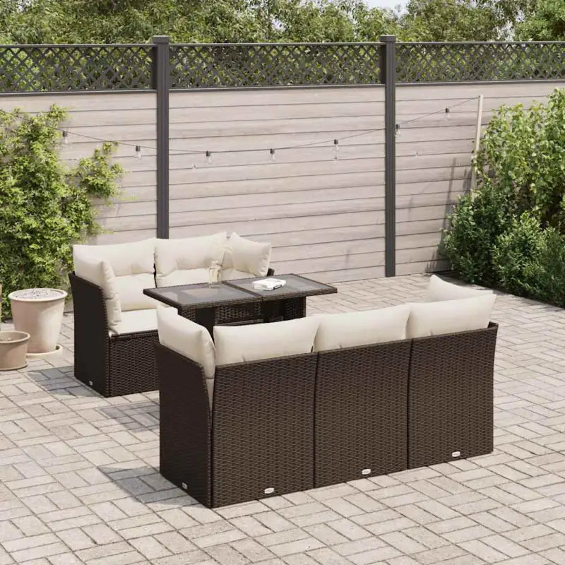 Bruine loungeset met gepoedercoat staal en waterdichte tas voor buiten - Bruin en crème / met opbergruimte - Tuinsets