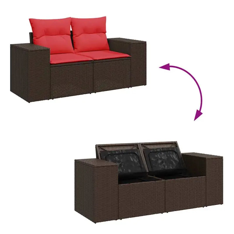 Bruine loungeset met gepoedercoat staal en waterdichte tas voor buiten - Bruin / met opbergruimte - Tuinsets