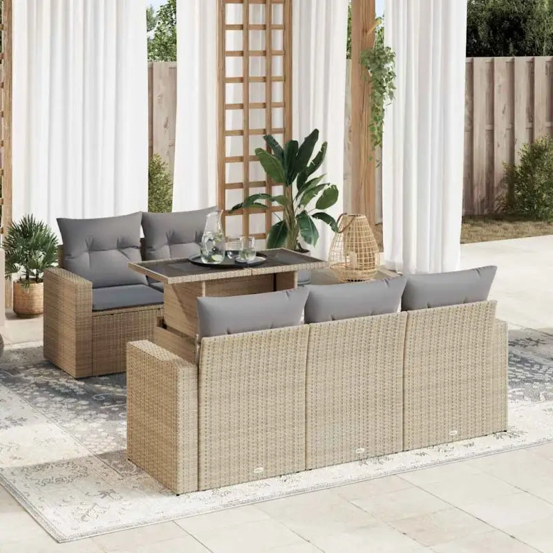 Bruine loungeset met gepoedercoat staal en waterdichte zak voor buitenplezier - Beige en grijs / met opbergruimte