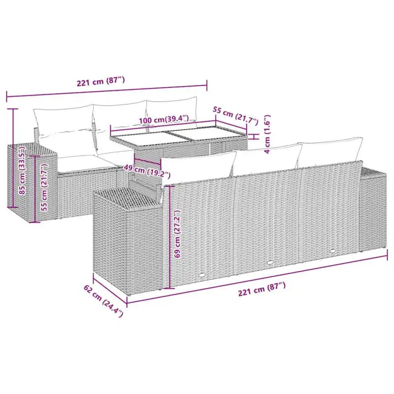 Bruine loungeset met waterdichte tas en gepoedercoat staal voor buiten - Bruin - Tuinsets