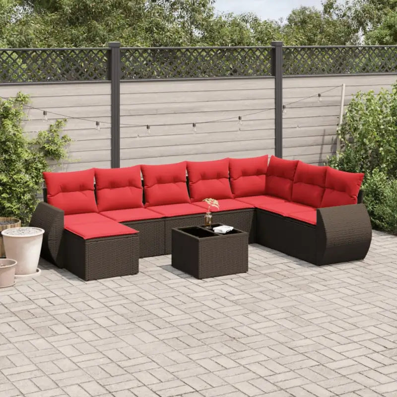 Bruine loungeset met waterdichte tas en gepoedercoat staal voor buiten - Bruin / Met tafel - Tuinsets