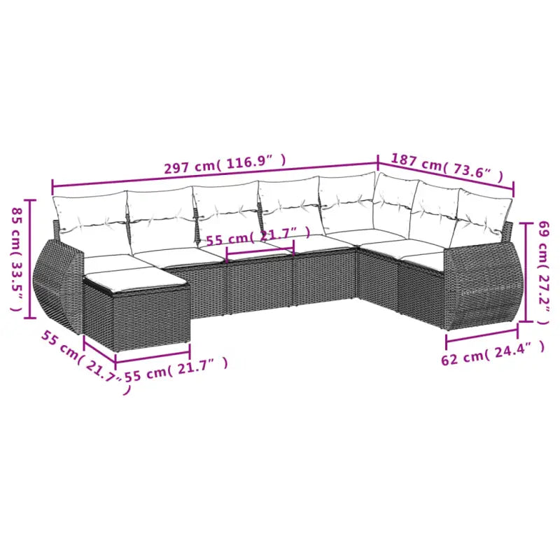 Bruine loungeset met waterdichte tas en gepoedercoat staal voor buiten - Tuinsets