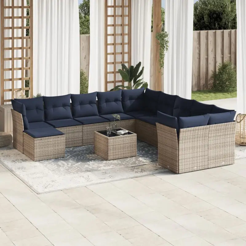 Bruine loungeset met waterdichte tas en gepoedercoat staal afmetingen - Grijs en blauw / Met tafel - Tuinsets