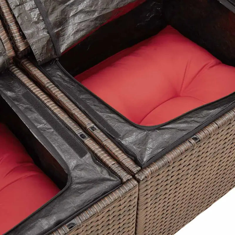 Bruine loungeset met waterdichte zak en gepoedercoat staal afmetingen - Tuinsets