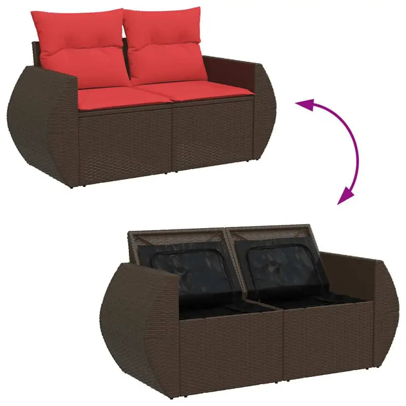 Bruine loungeset met waterdichte zak en gepoedercoat staal afmetingen - Tuinsets
