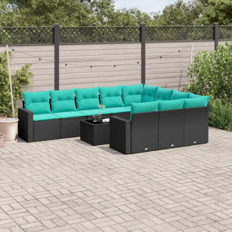 Bruine loungeset van gepoedercoat staal met comfortabele afmetingen - Zwart en blauw / Met tafel - Tuinsets