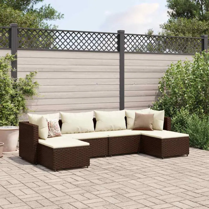 Bruine loungeset van gepoedercoat staal met ideale afmetingen voor tuin - Bruin en wit - Tuinsets