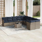 Bruine tuin Lounge Set met gepoedercoat staal en waterdichte tas - Grijs en blauw / Met tafel - Tuinsets