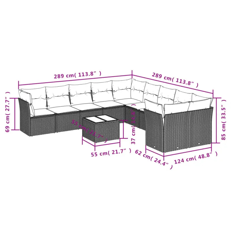 Bruine tuin Lounge Set met gepoedercoat staal en waterdichte tas - Tuinsets