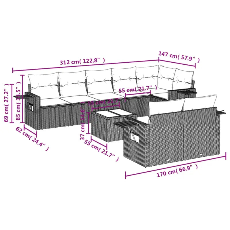 Bruine tuin loungeset met gepoedercoat staal en waterdichte tas - Tuinsets