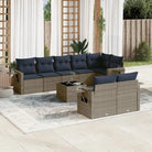 Bruine tuin loungeset met gepoedercoat staal en waterdichte tas - grijs en marineblauw / Met tafel - Tuinsets
