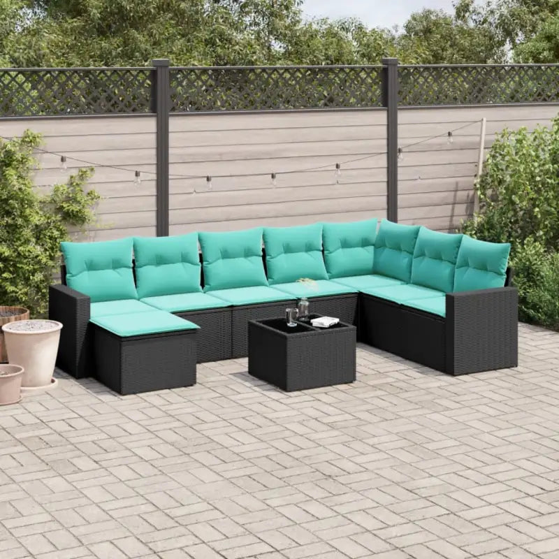 Bruine tuinset van gepoedercoat staal met comfortabele afmetingen - Zwart en blauw / Met tafel - Tuinsets