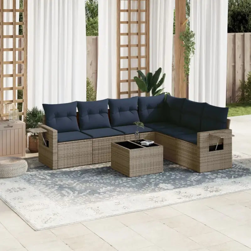 Bruine tuinstoel set met waterdichte tas en gepoedercoat staal - Grijs en blauw / Met tafel - Tuinsets