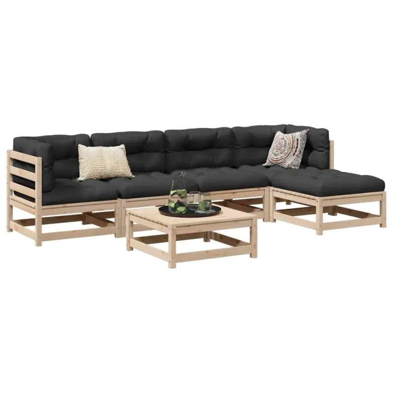 Buiten loungeset van massief Douglas vurenhout voor tuin en terras - Natuurlijk grenenhout / Ja - Tuinsets