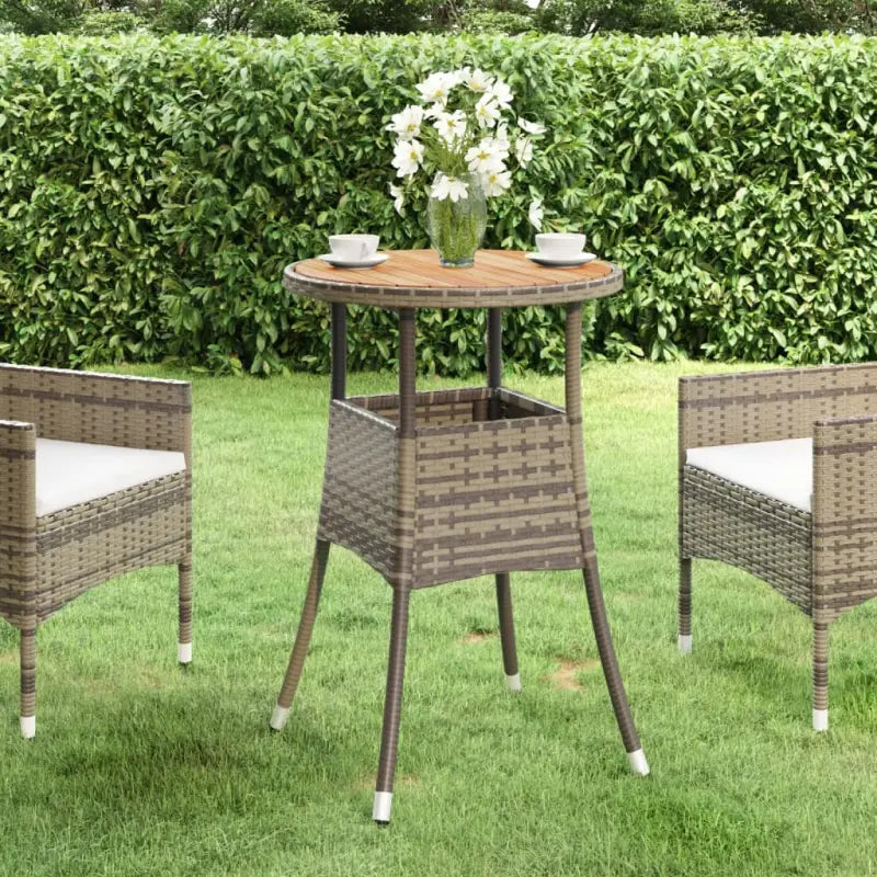 Buitentafel met poly rattan en massief acaciahout voor tuin of patio - Tuintafels