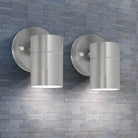 Buitenverlichting Wandlampenset met roestvrij staal en helder glas levering bevat - Zilver / 2 / Licht naar beneden