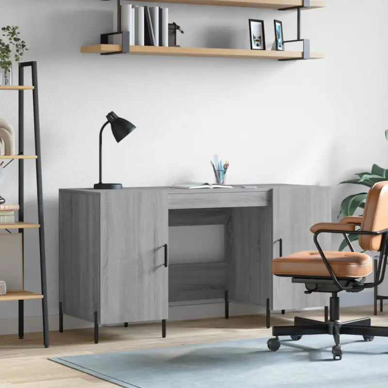 Bureau in Grijs Sonoma met bewerkt hout voor een elegante werkruimte - Grijs sonoma - Bureaus