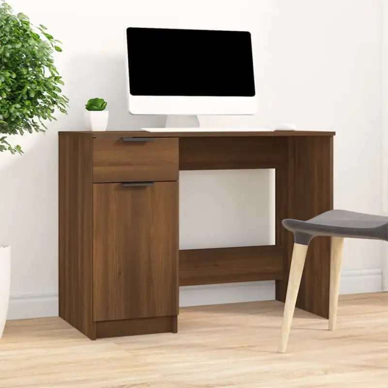 Bureau in Grijs Sonoma met bewerkt hout voor moderne woonruimte - bruin eikenkleur - Bureaus