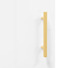 Bureau met hoogglans wit afwerking en bewerkt hout voor elegante werkruimte - Bureaus