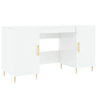 Bureau met hoogglans wit afwerking en bewerkt hout voor elegante werkruimte - Bureaus