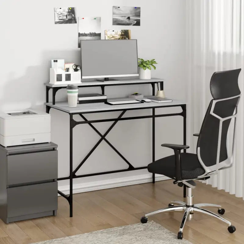 Bureau met industriële charme van duurzaam bewerkt hout - Grijs sonoma / 100 x 50 x 90 cm - Bureaus